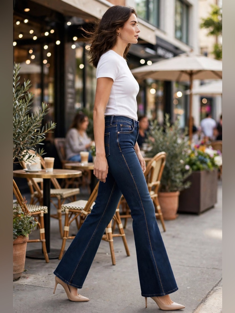 Michael Kors Indigo Flared Wide-Leg Jeans